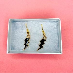 COPY - Handmade black lightening bolt earrings!
